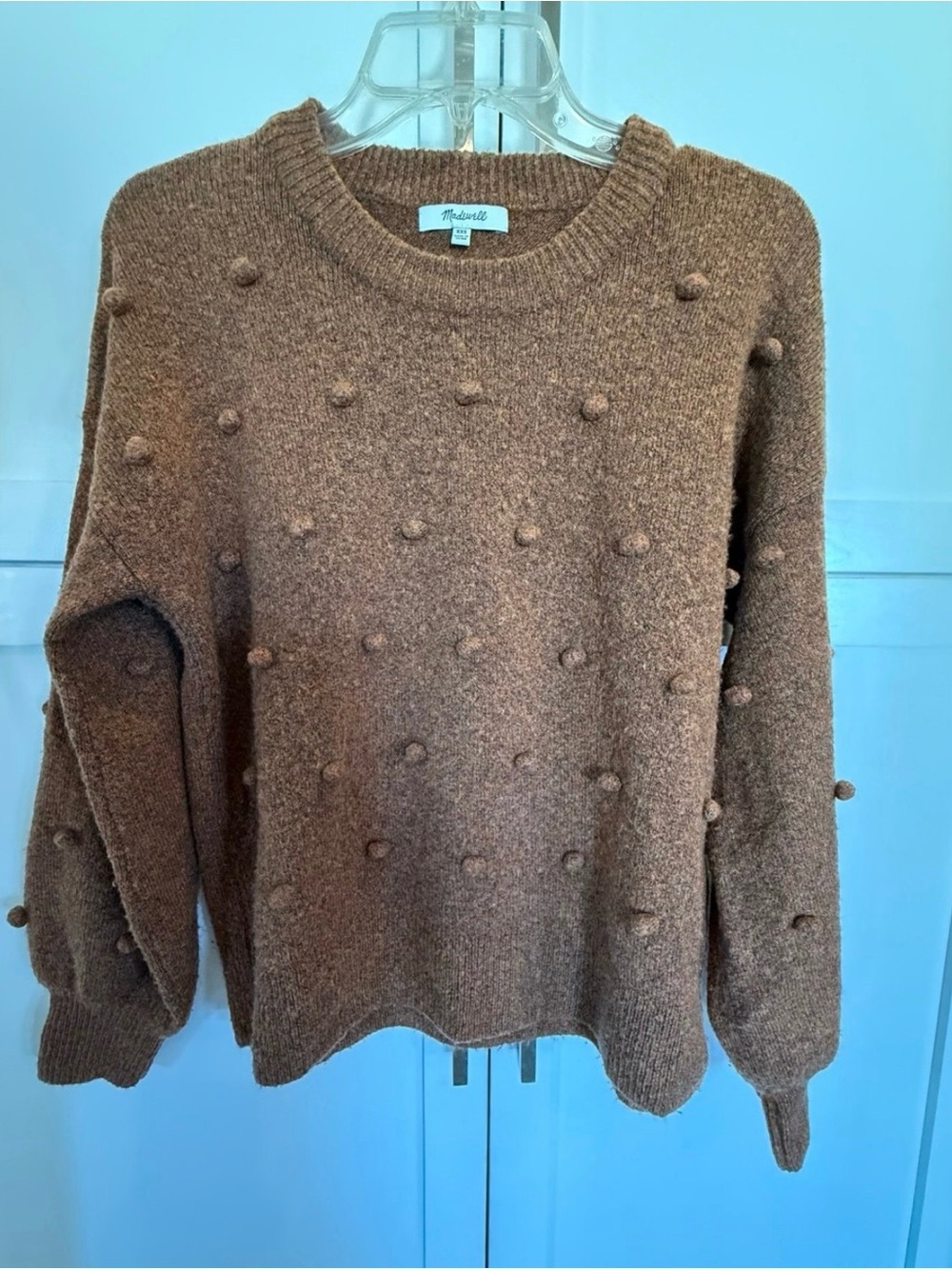 Madewell Women's Brown Pom-Pom Crewneck Sweater XXS